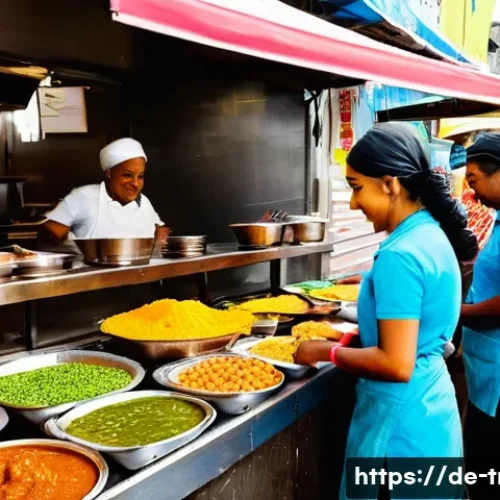 트리니다드 토바고 길거리 음식 탐방 - **Prompt 1: Vibrant Doubles Stand at Sunrise**
    A bustling street food scene in Trinidad and Toba...
