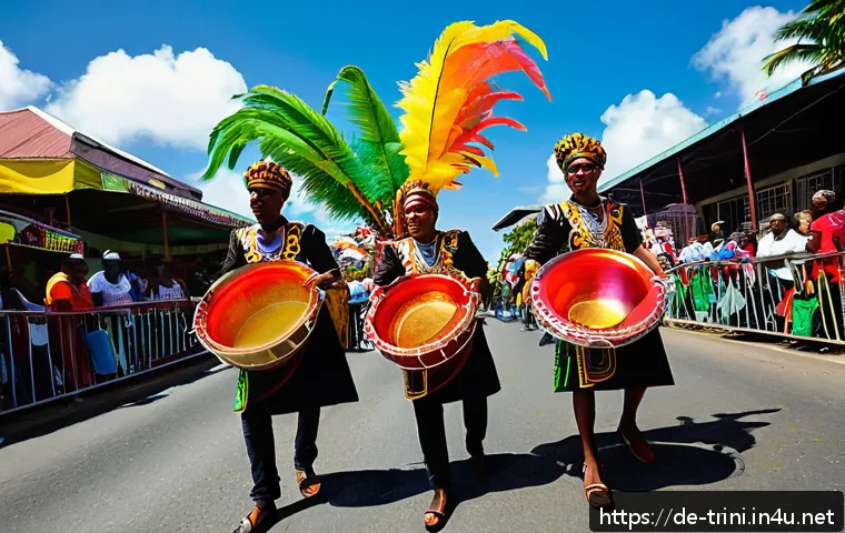 트리니다드 토바고에서 외국인으로 생활하기 - A vibrant street scene in Port of Spain during Carnival, showing diverse people of various ages joyf...
